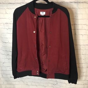 OldNavy bomber varsity jacket size large burgundy